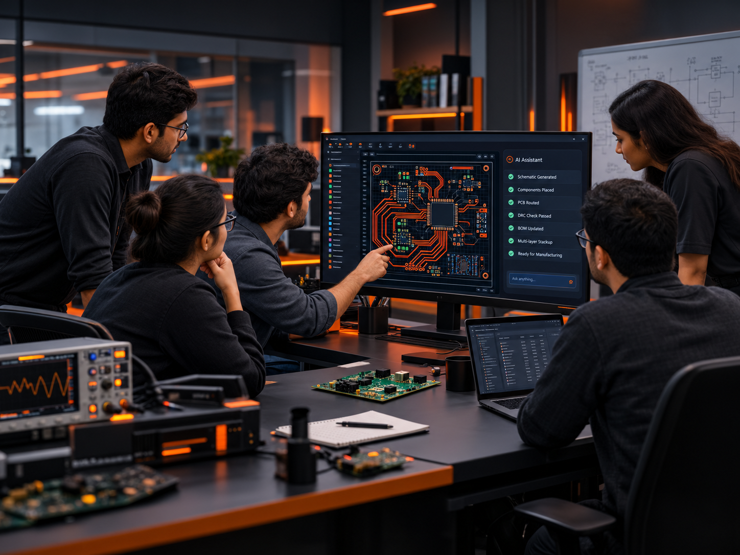 Enterprise R&D team collaborating on PCB design